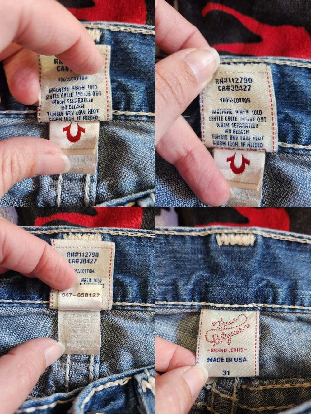 True Religion Billy Big T Jeans M-Flap Bat Wing Distressed Bootcut Y2K Size 31 - Picture 12 of 15